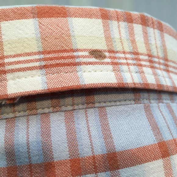 Exco Jeans Mens Vintage Orange Blue Plaid Button Down Shirt Short Sleeve Sz 2XL - Picture 12 of 16